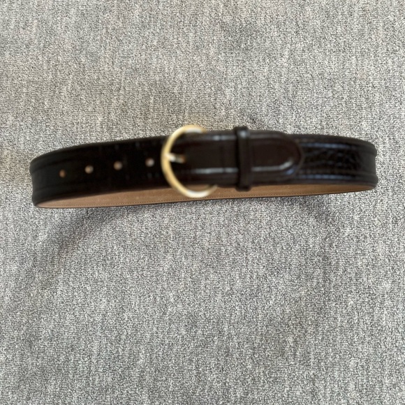 Talbots Dk Brown Genuine Leather Faux Alligator Belt - Picture 5 of 8